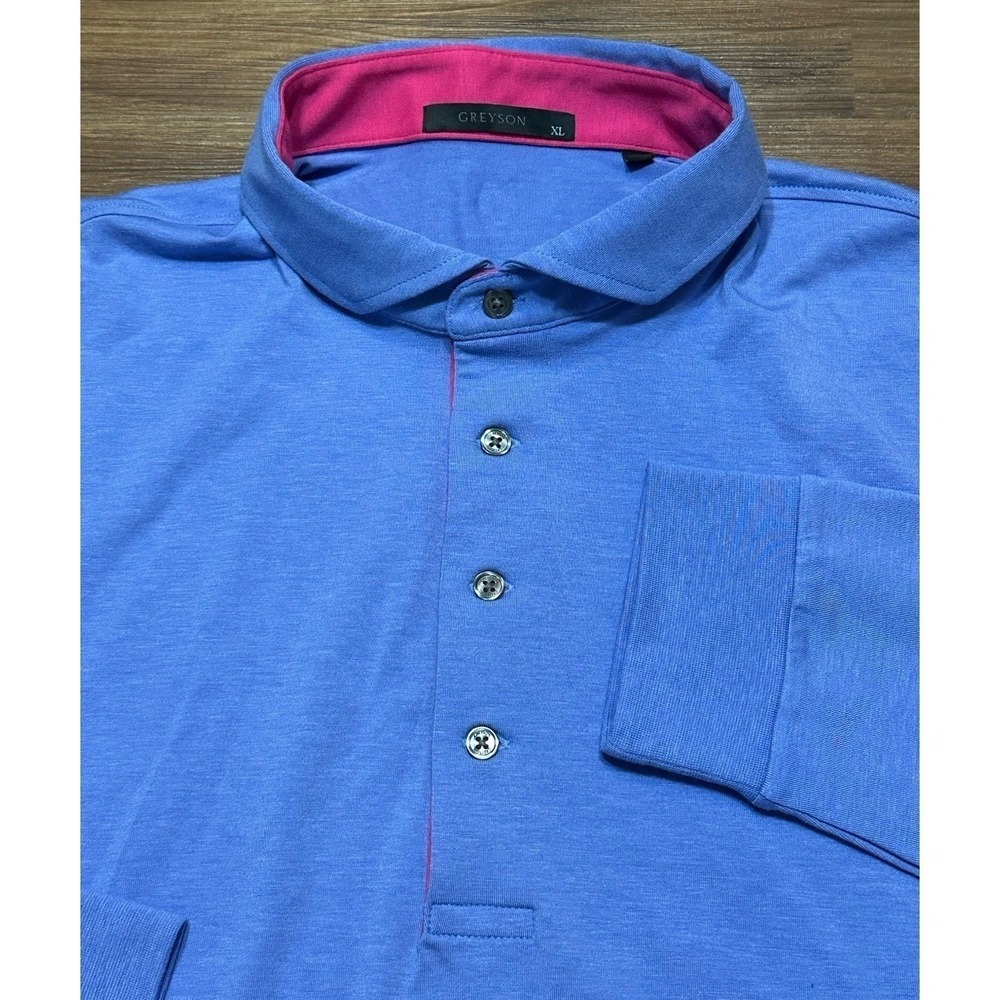 Greyson Mens Long Sleeve Golf Purple Wolf Logo Stretch Performance Shirt Sz XL